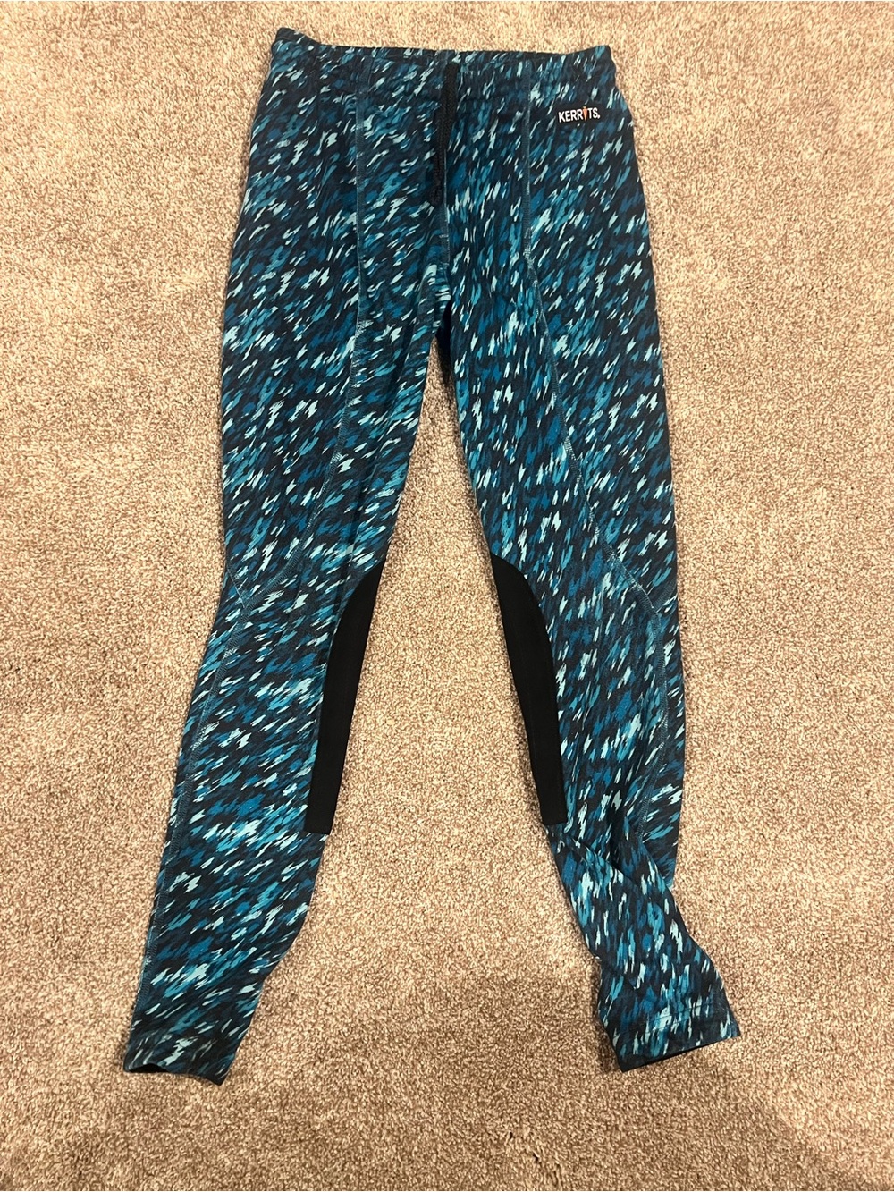 Kerrits Teal and Black Printed Kids Riding Leggings